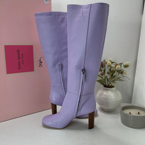 Kate Spade Rochelle Buttery Soft Leather Knee High Boot Frzen Lilac Women 7.5NWB - Picture 6 of 13